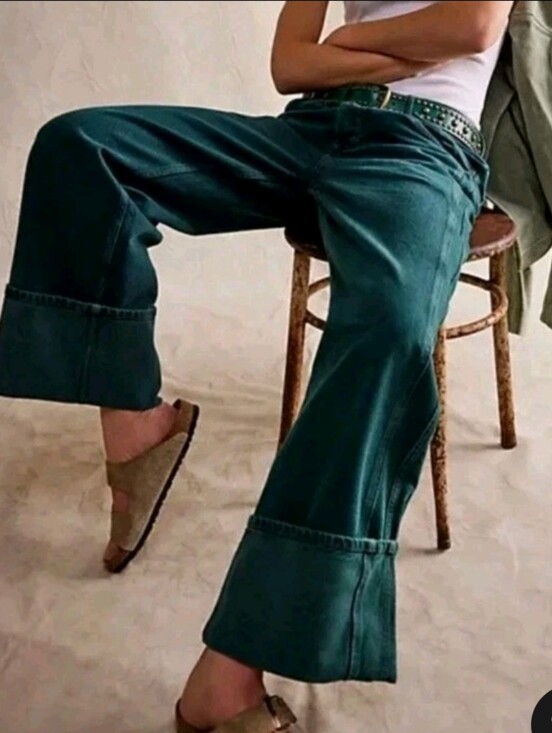 Free People Denim - SOLD We The Free People Final Countdown Low Rise Cuffed Boyfriend Jean Teal